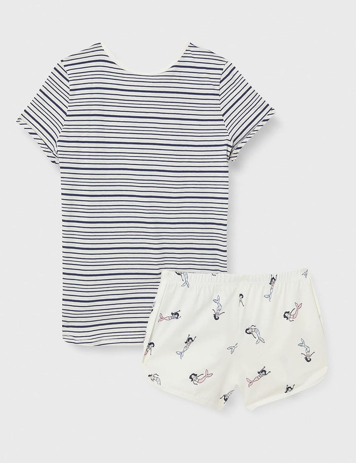 Sanetta Mädchen Schlafanzug kurz blau Pyjamaset, Admiral, 128