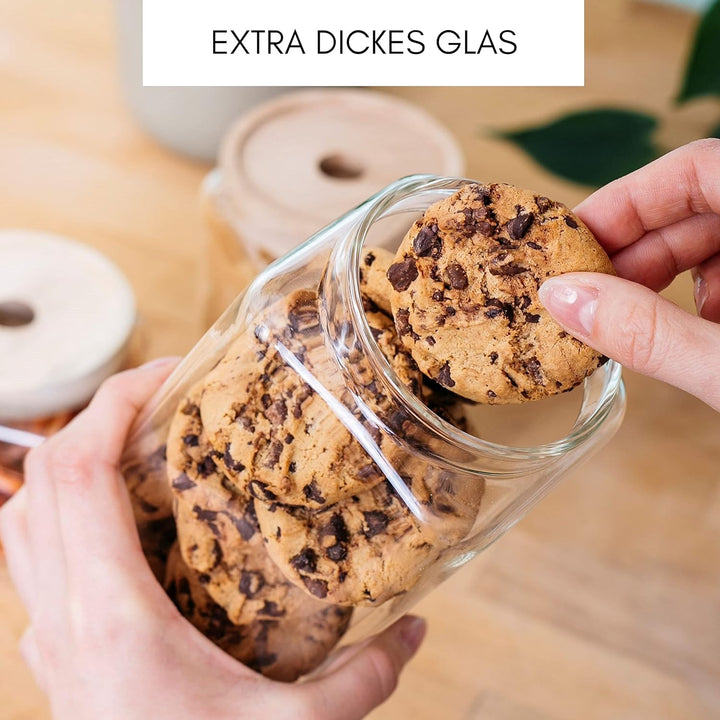 Econovo® Vorratsgläser mit Deckel eckig (3-teilig) Vorratsdosen mit Deckel Glas, stapelbar & luftdic