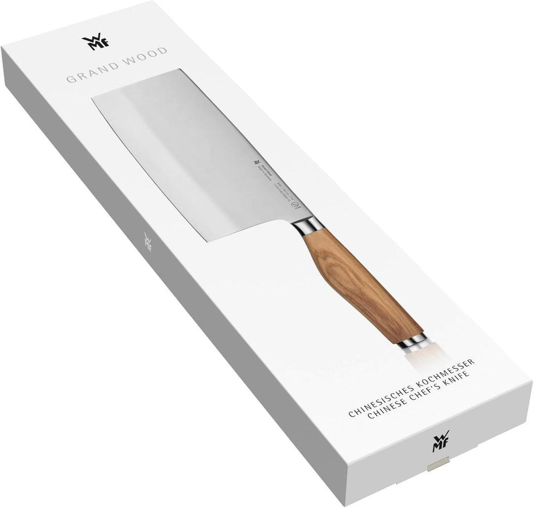 WMF Grand Wood Chinesisches Kochmesser 37 cm, Holzgriff, Made in Germany, Olivenholzgriff Messer ges