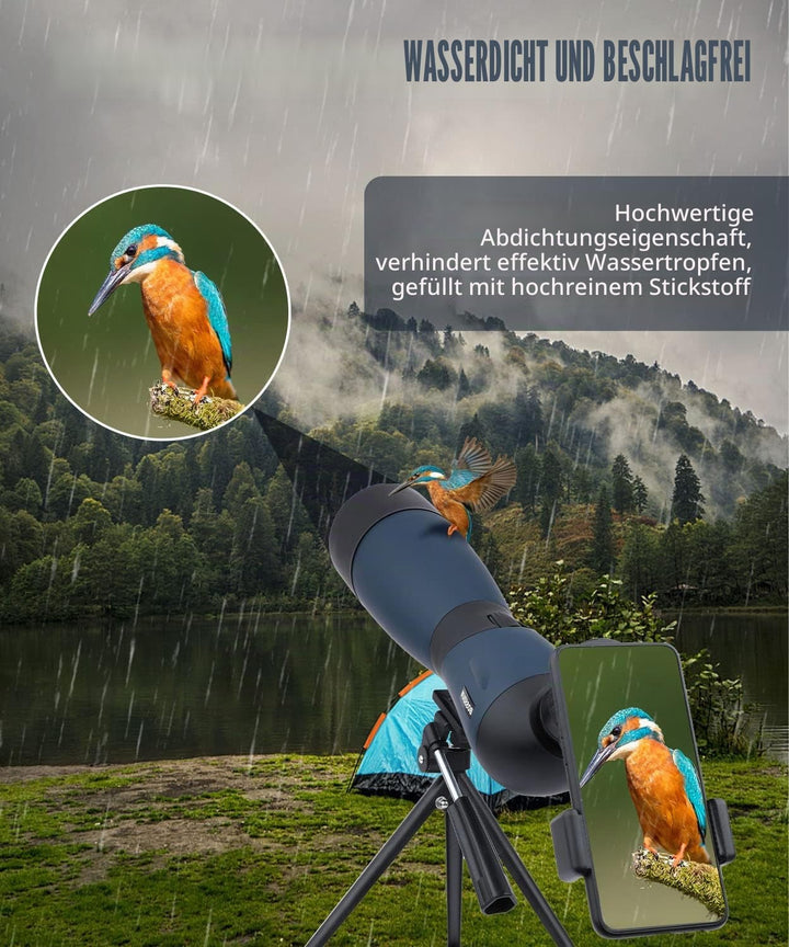 25-75x70 HD Spektiv Sportschützen mit Stativ- und Smartphone-Adapter, Zoom Bak4 Prism FMC Lens 45-Gr