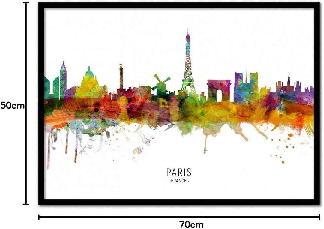 Wall Editions Art-Poster - Paris France Skyline (Colored Version) - Michael Tompsett