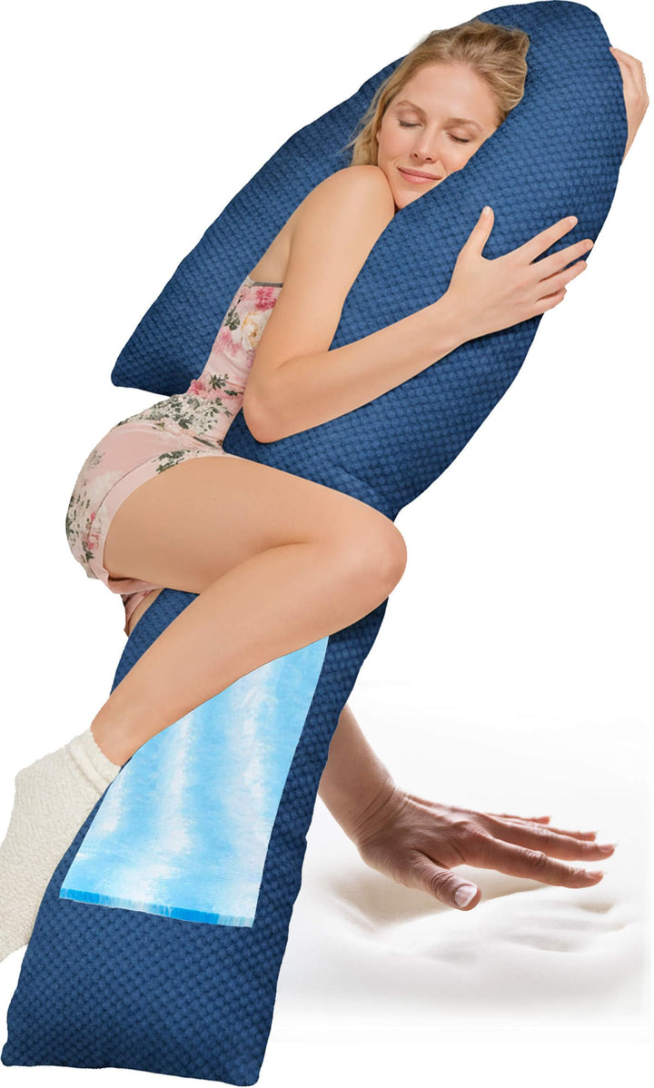 Traumreiter Seitenschläferkissen Visco XL J-Form langes Wendekissen mit Memory Foam Stütze [orthopäd