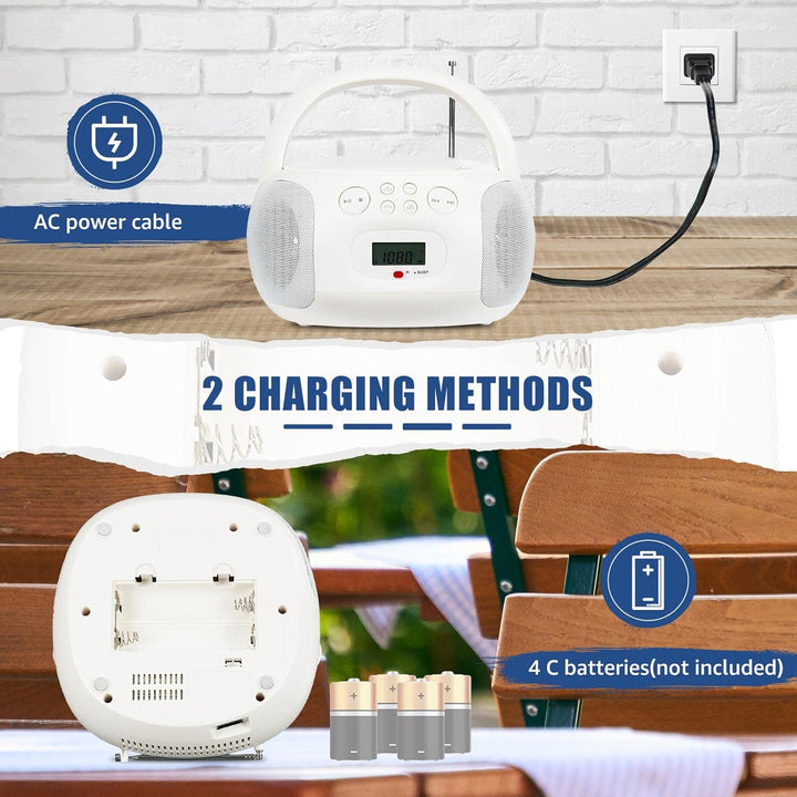 Retekess TR636 Tragbarer CD-Player, Boombox mit Bluetooth, FM Radio, USB,AUX-In,Sleep-Timer, Fernbed