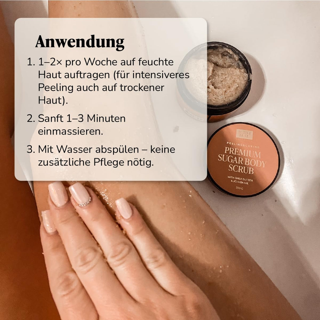 Active Luxe Premium Sugar Scrub – Zuckerpeeling Körper mit Schokolade & Orange Duft für weiche Haut