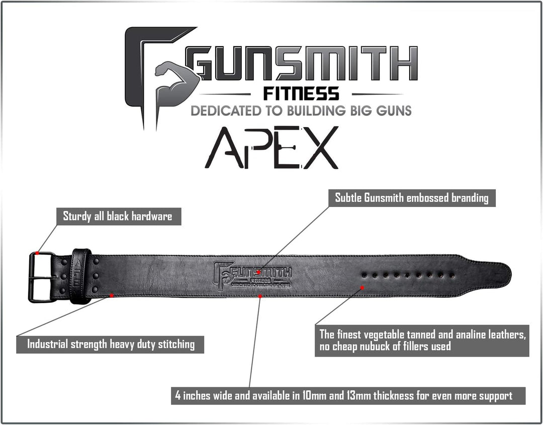 Gunsmith Gewichthebergürtel - Ultra-Premium Handgefertigt Schwarz Gewichtsgürtel für Herren und Dame