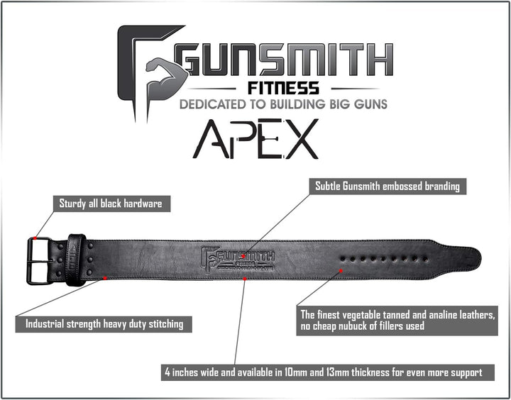 Gunsmith Gewichthebergürtel - Ultra-Premium Handgefertigt Schwarz Gewichtsgürtel für Herren und Dame