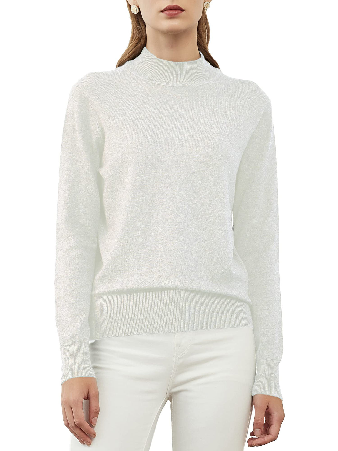 Woolicity Damen Strickwaren Rollkragenpullover Strickpullover Langarm Ribbed Strick Sweater Pullover