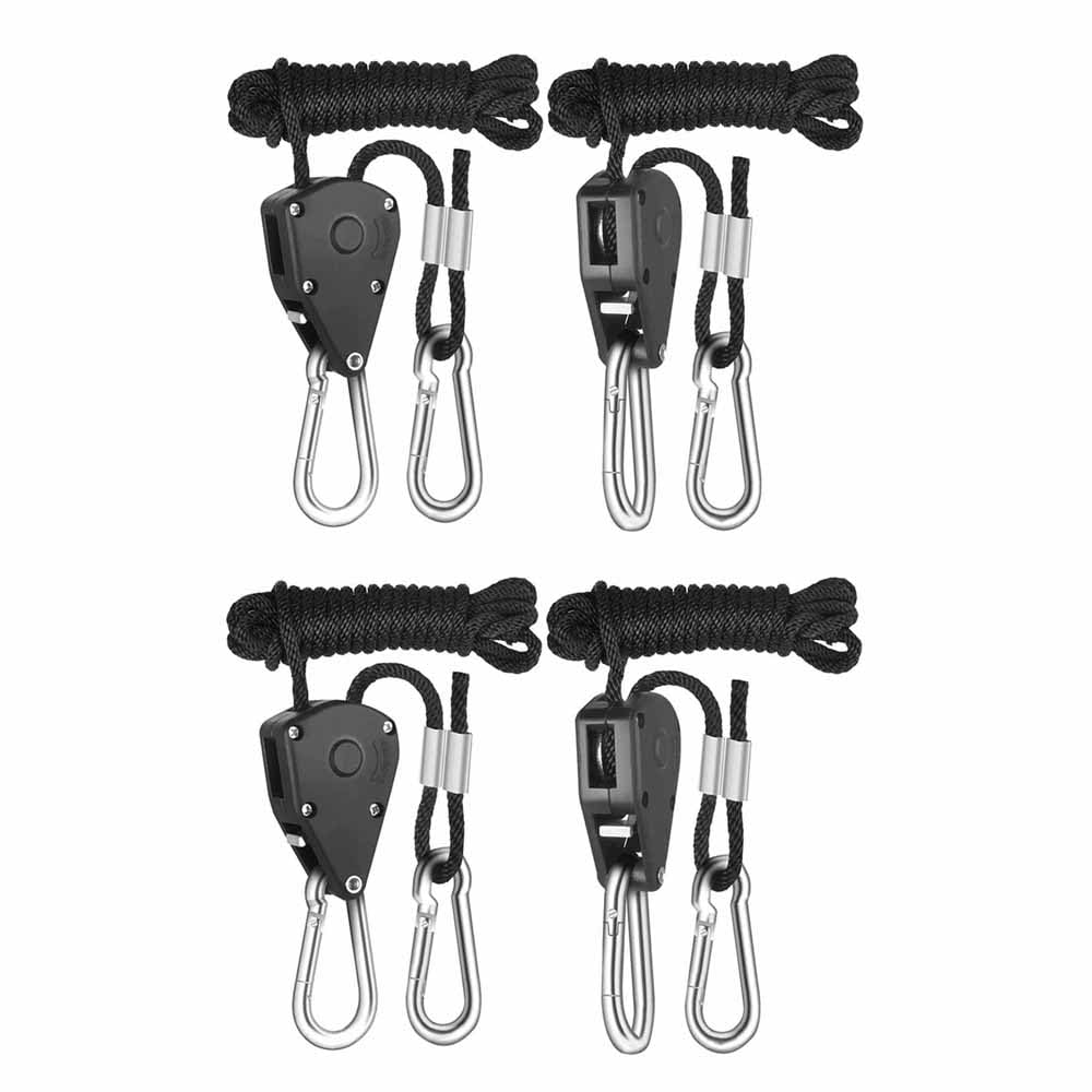 4stk, Heavy Duty 1/8" Rope Pulley Ratchet Hangers, einstellbare verstärkte Metall-Zahnräder, 5.5-ft