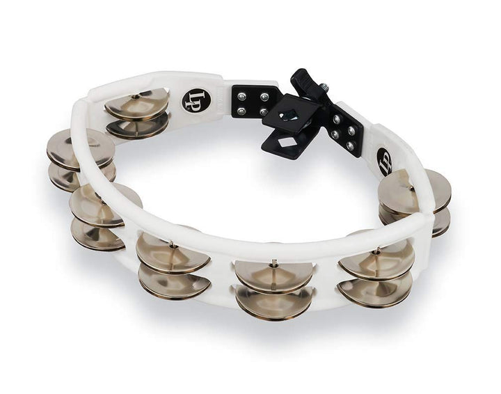 LP Latin Percussion LP162 Tambourin Cyclop montierbar Stahlschellen zweireihig weiss Steel Jingles W