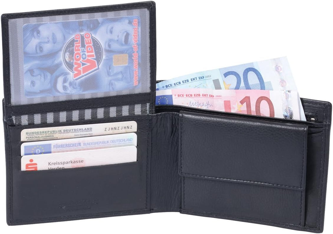 AVANCO Scheintasche mit Reissverschluss Echt-Leder, schwarz, 9x12cm