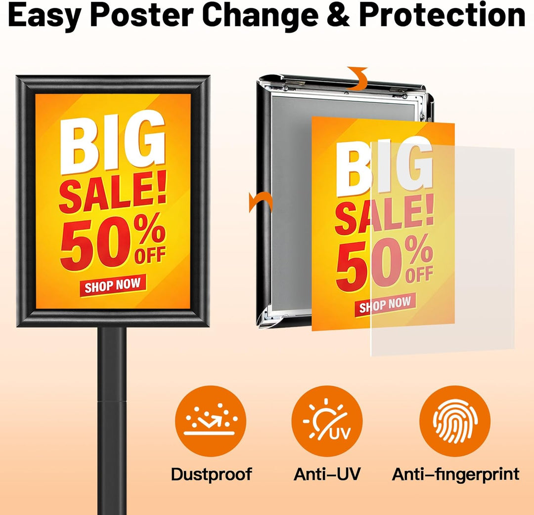 VAIIGO Heavy Duty Sign Holder Poster Stand, Adjustable Menu Display Stand Floor Standing Sign Holder