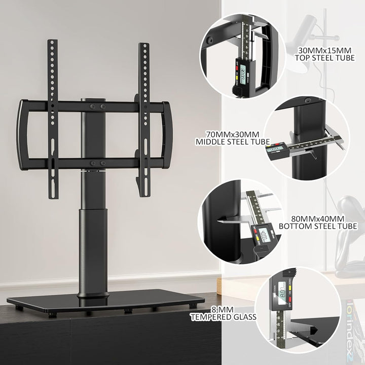 Universal schwenkbarer TV-Ständer/Tischfuss TV-Ständer 27 bis 60 Zoll TVs 80 Grad schwenkbar, 4 Stuf