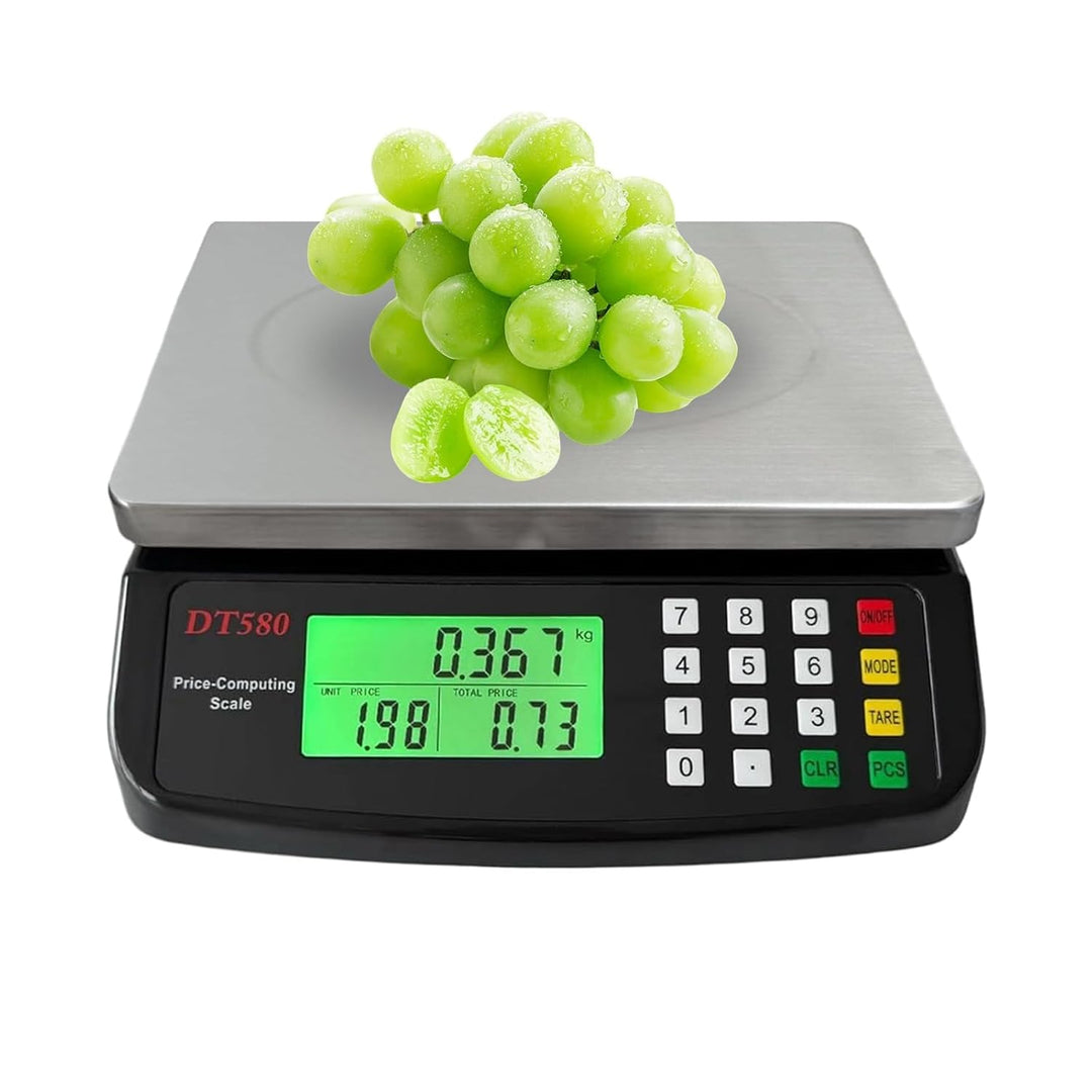 30kg/1g Digitale Küchenwaage, Edelstahl Gastronomie Essenswaage mit Preiskalkulation, Tara Funktion,