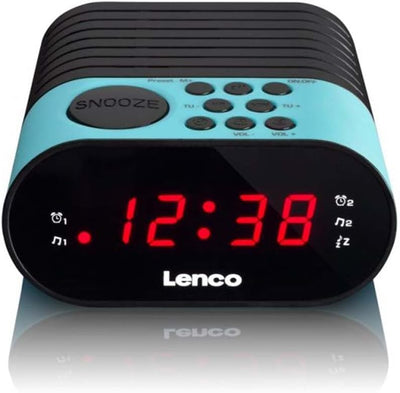 Lenco CR-07 Blau - UKW-Radiowecker - Radiowecker - 2 Weckzeiten - Doppelter Alarm - Sleep Timer - Sn