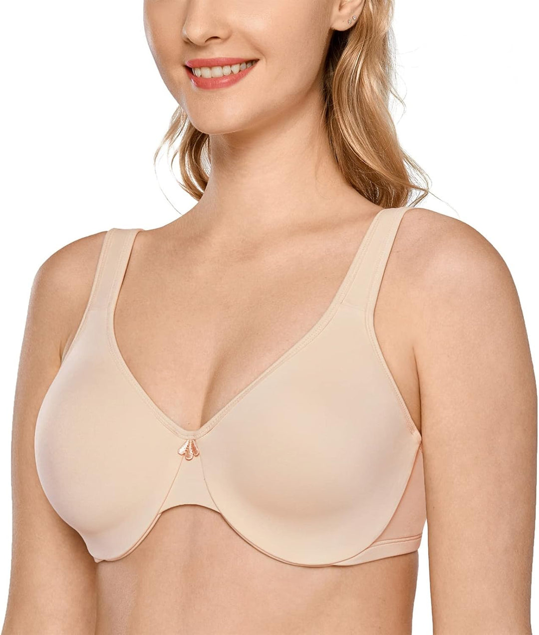 DELIMIRA Damen Minimizer BH mit Bügel Tshirt BH Grosse Brüste Starker Halt Klassische Soft 70C Beige