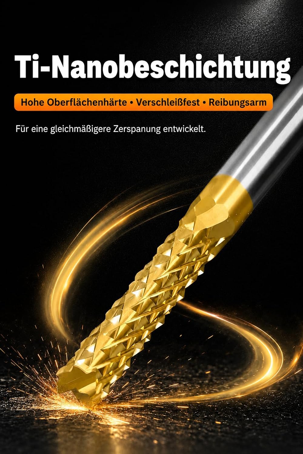 VOBOR 10 Stücke Schaftfräser 1,0-3,0mm, Titan Beschichtete Hartmetall CNC Fräser, 1.0mm, 1.5mm, 2.0m