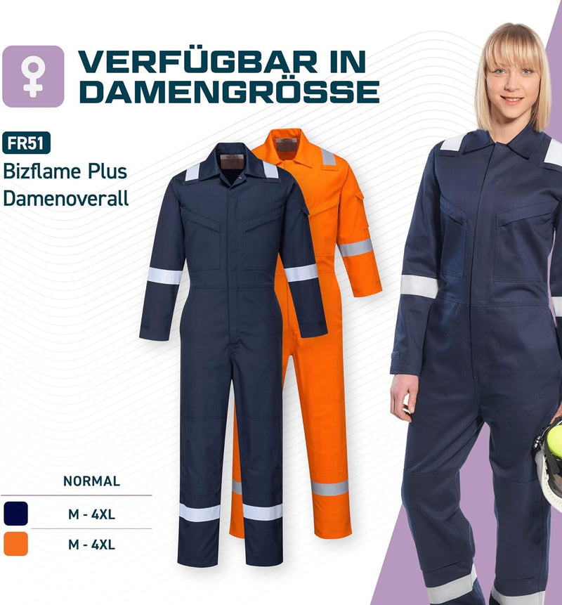 Portwest Flammhemmender, antistatischer Overall 350 g, Grösse: 6XL, Farbe: Marine, FR50NAR6XL FR50NA