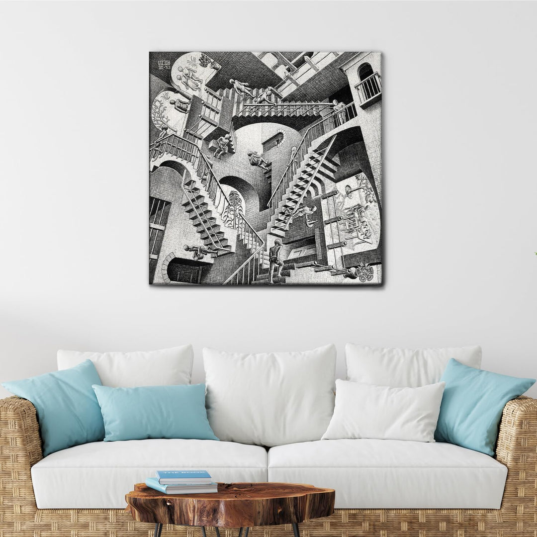 Giallobus - Bild - Druck AUF LEINWAND - M.C. Escher - RELATIVITÄT - 70 x 70 cm, 70 x 70 CM