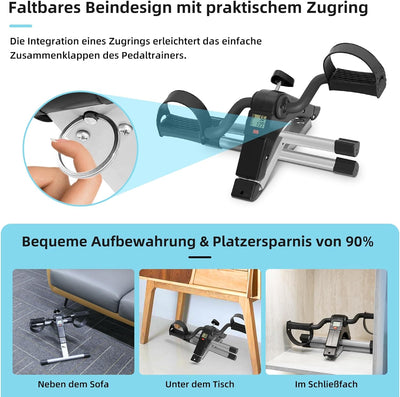 himaly Minibike Heimtrainer Bewegungstrainer Pedaltrainer Trainingsgerät Fitnessgerät mit LCD-Monito