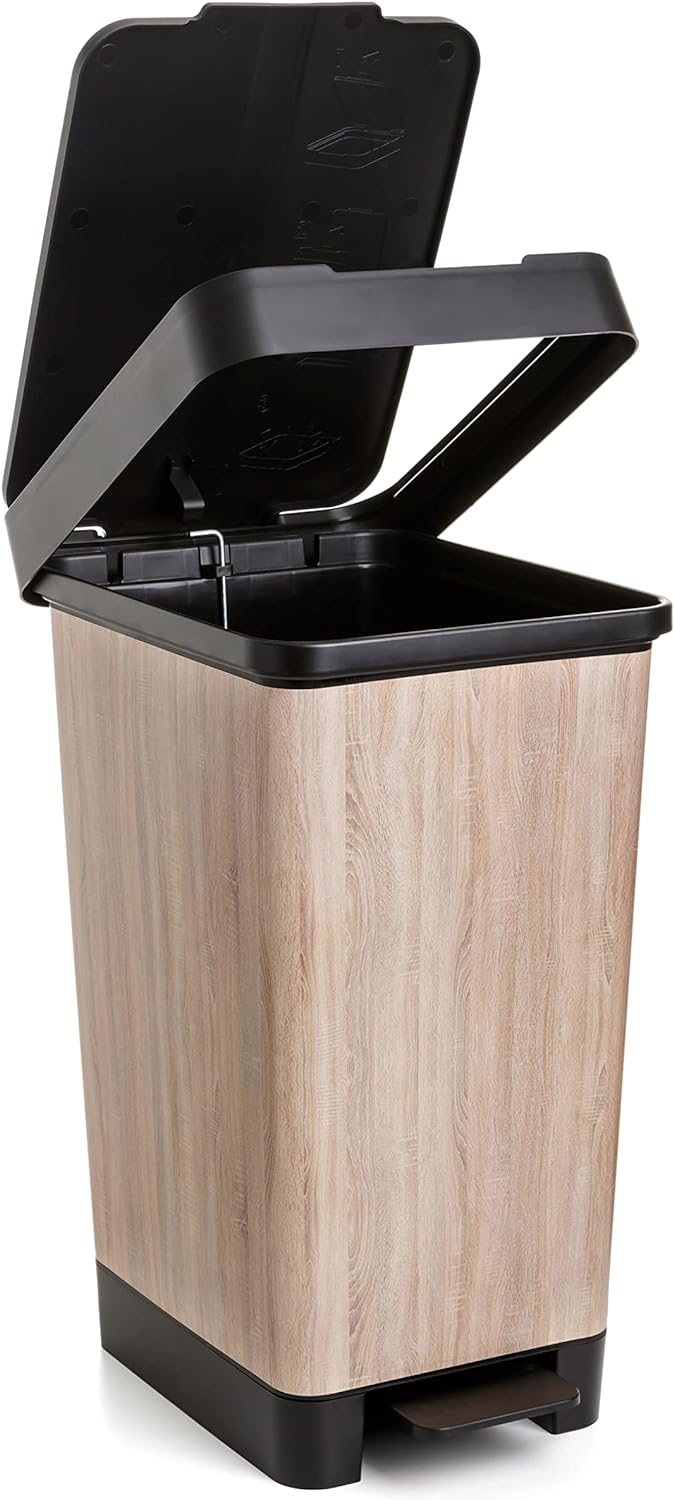 TATAY Mülleimer Küche Smart, 25L Fassungsvermögen, Einziehbares Pedal, Polypropylen, BPA-frei, 30L M