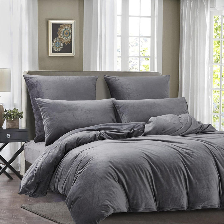 Damier Winter Bettwäsche 220x240cm Grau Dunkelgrau Plüsch Warme Bettwäsche Set 3 Teilig Cashmere Tou