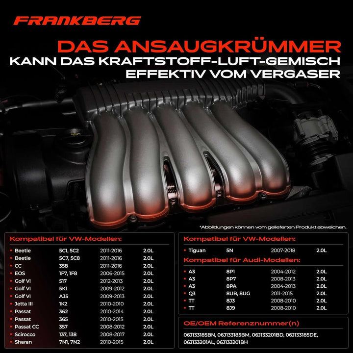 Ansaugbrücke Ansaugkrümmer für A3 Q3 TT Alhambra Altea XL Leon Octavia Superb Beetle CC EOS Golf VI