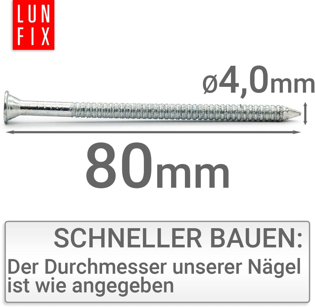 Ankernägel 4,0 x 80 mm 5kg 80mm ca. 600 Stk Flachkopf Holznägel 4,0 x 80 mm (5kg, 600 stück), 4,0 x