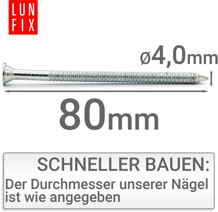 Ankernägel 4,0 x 80 mm 5kg 80mm ca. 600 Stk Flachkopf Holznägel 4,0 x 80 mm (5kg, 600 stück), 4,0 x