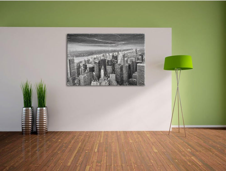 Pixxprint Skyline New York als Leinwandbild/Grösse: 100x70 / Wandbild/Kunstdruck/fertig bespannt, 10
