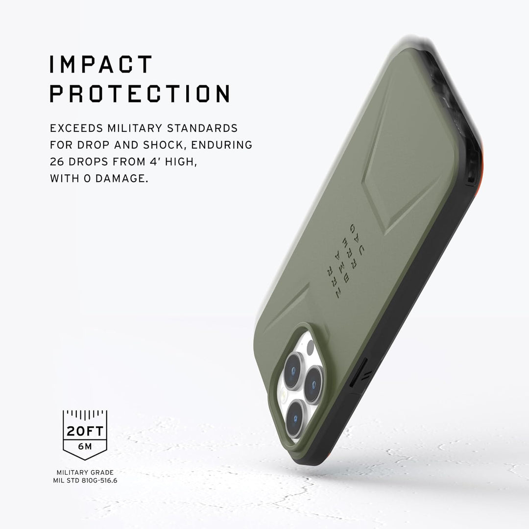 URBAN ARMOR GEAR Civilian Case kompatibel mit Apple iPhone 15 Pro Max Hülle [Wireless Charging/Magne