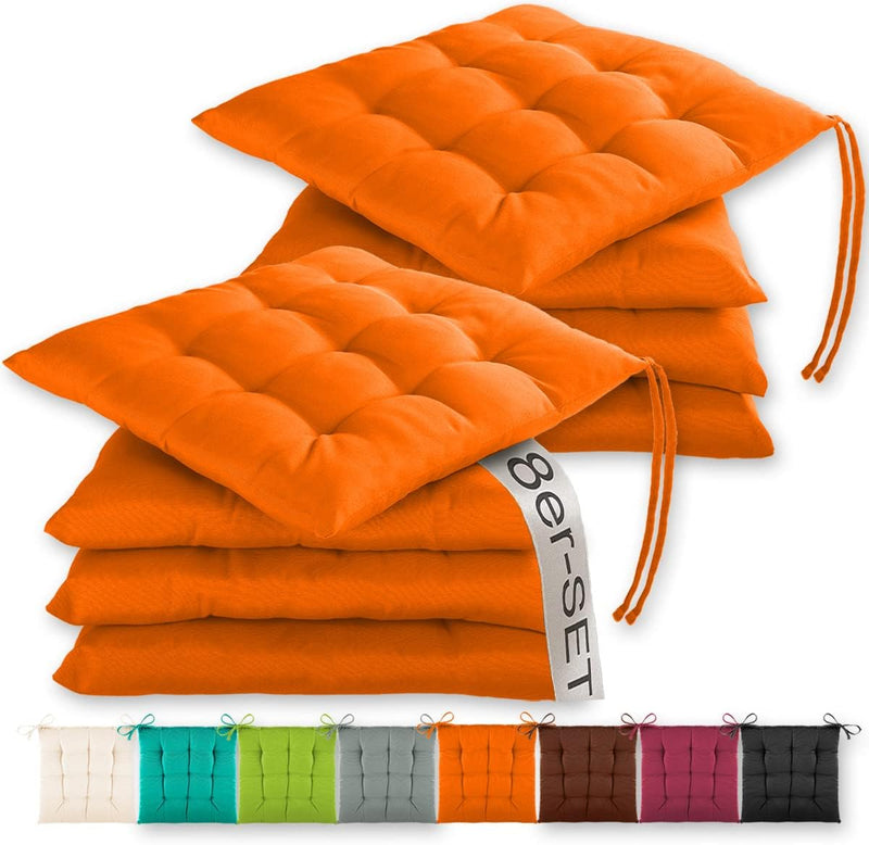 Gräfenstayn® 8er-Set Sitzkissen 40x40x3cm mit Haltebändern für Indoor und Outdoor mit Öko-Tex Siegel