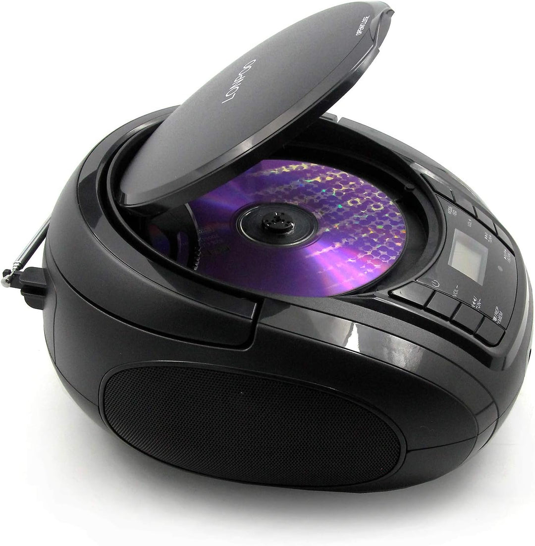 LP-D03 Tragbarer Boombox CD-Player mit Bluetooth - Kinder Stereo-Boombox mit FM Radio | AUX-In | Kop