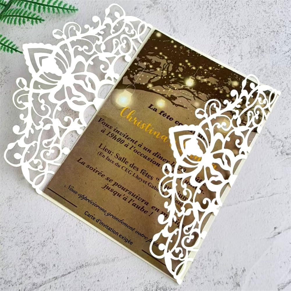 MillaSaw Hochzeitseinladungen im Vintage-Stil (Perlelfenbein), Perlelfenbein