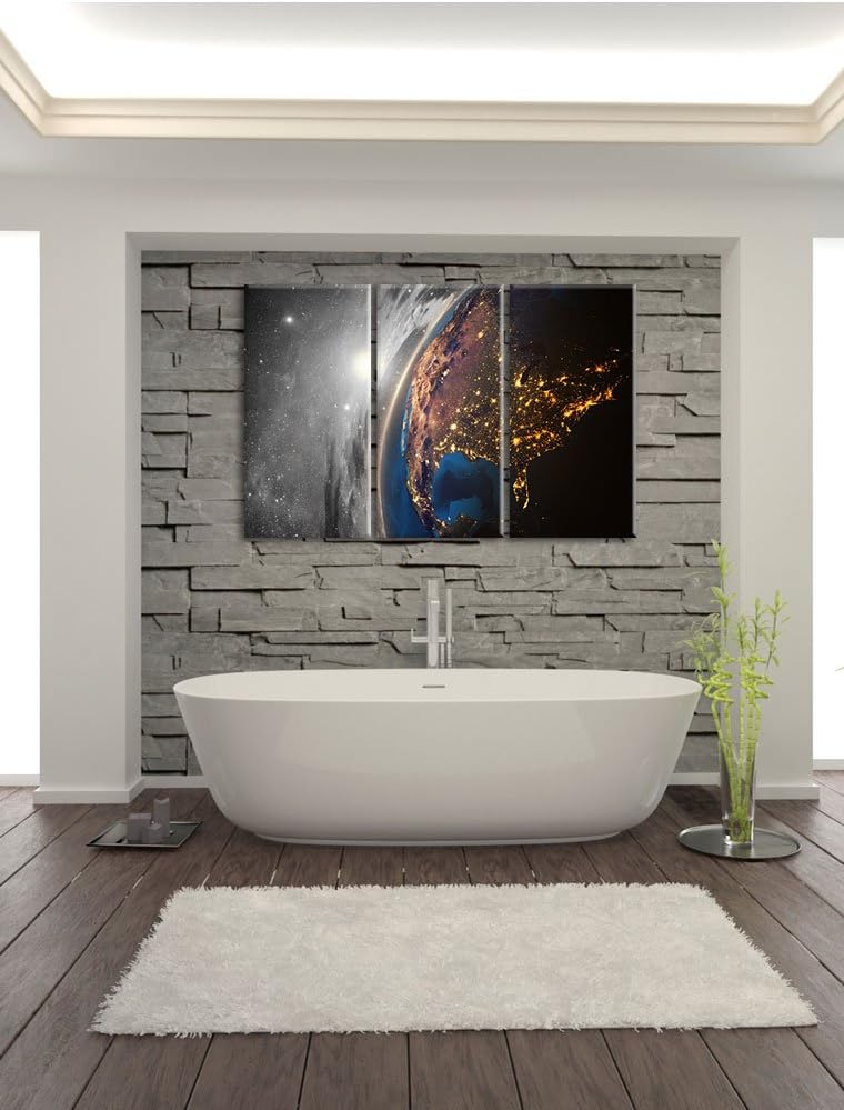 Pixxprint 3D-Rendering von detaillierten bunten Erde B&W Detail 3-Teiler Leinwandbild 120x80 Bild au