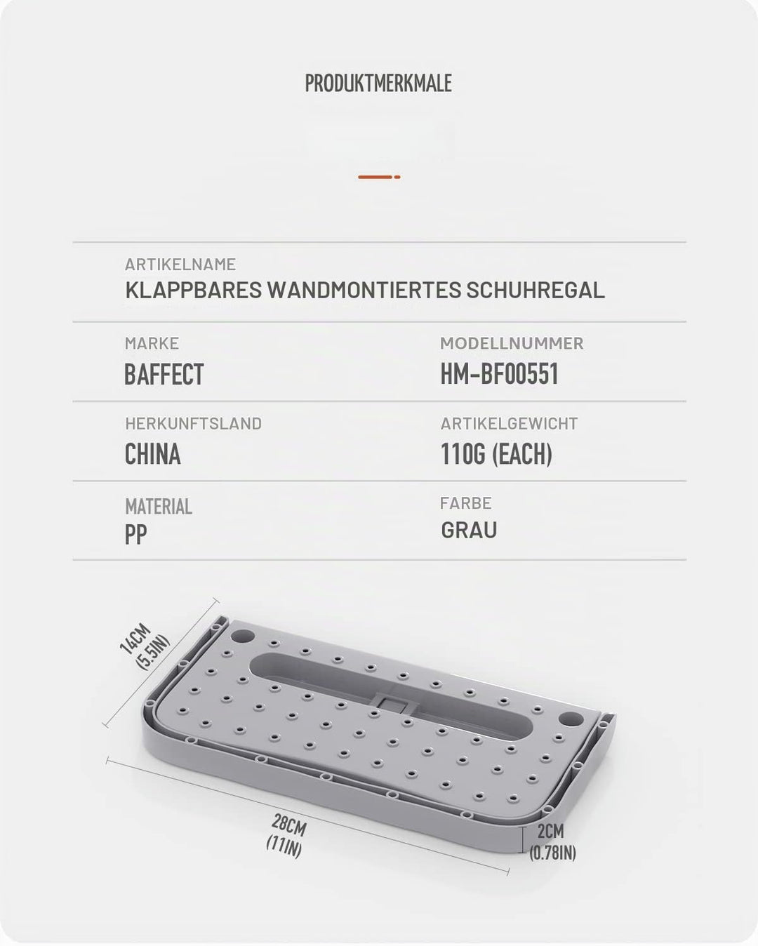Baffect Schuhhalter faltbar Wand montiert 4 Stücke, Schuhregal Klappschuhregal Hängeregal für Schuhe