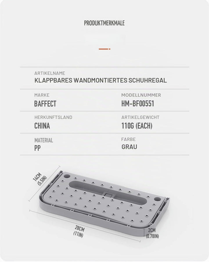 Baffect Schuhhalter faltbar Wand montiert 4 Stücke, Schuhregal Klappschuhregal Hängeregal für Schuhe