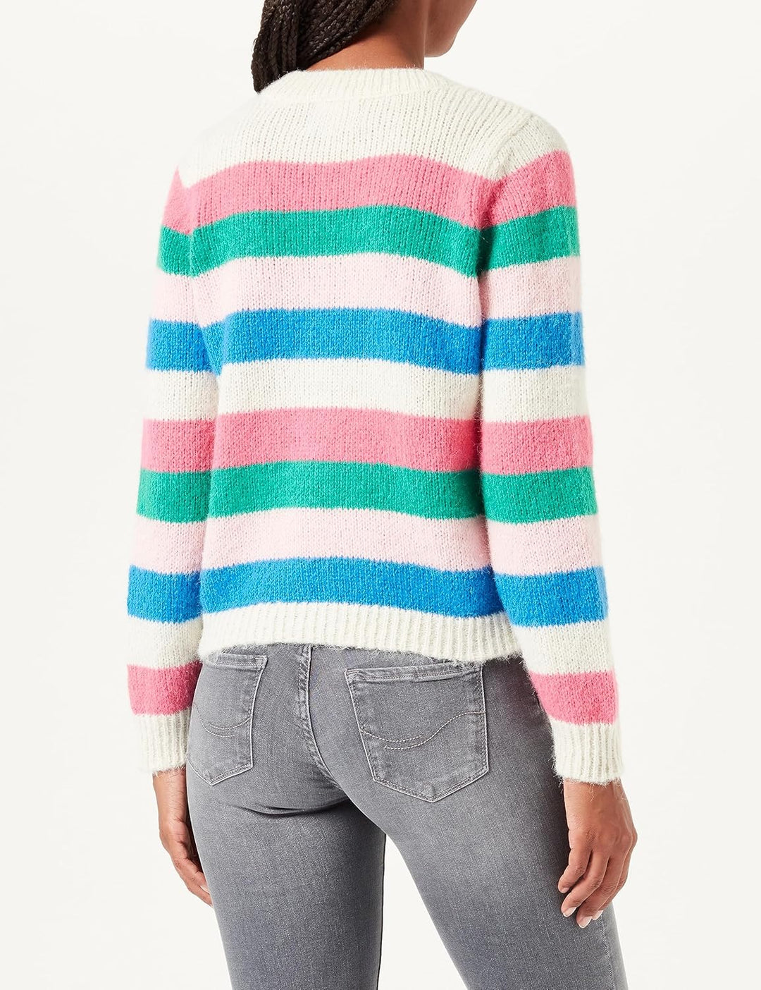 PIECES Female Strickjacke PCNATASHA L Birch/Stripes:shocking Pink-mint-rosh-french Blue, L Birch/Str