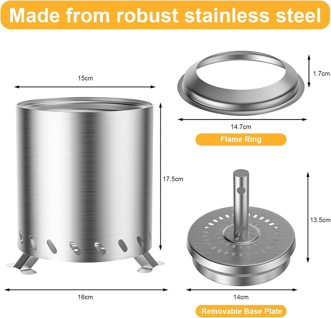Feuerschale Outdoor, Fillis Rauchfreie Feuerstelle 16x16x20,5cm Edelstahl Feuertonne Feuerkorb Mini