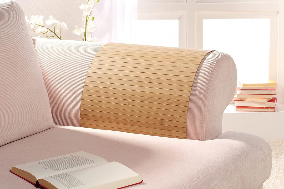 DE-COmmerce® Couchablage aus Bambus Nature 60 x 80 cm, Sofatablett, Couchtablett, Armlehne, Getränke