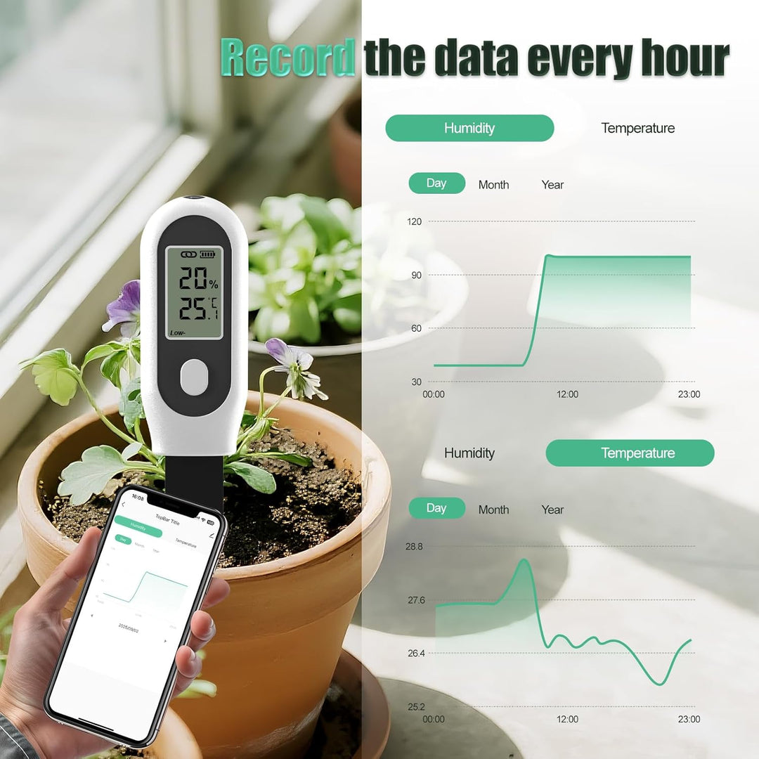 GIEX Zigbee 3-in-1 Bodenfeuchtesensor, 1er-Pack, für Garten mit Temperatur- & Lichtmessung, kompatib