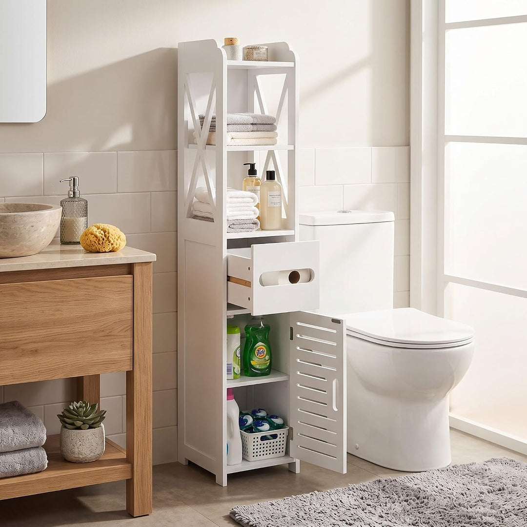 Ejoyous Schlanker Badezimmerschrank, Hoher Badezimmerschrank Boden Freistehend Eckschrank Schrank, f