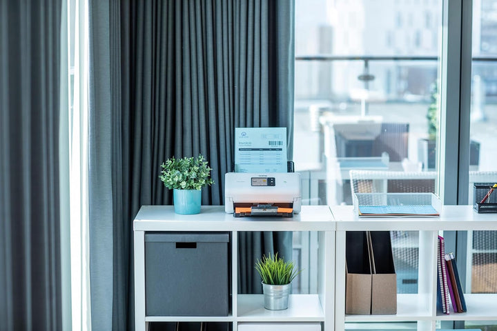 Brother ADS-4550W, Flexibler Dokumentenscanner mit USB, LAN und WLAN, Duplex Scan, Touchscreen, Weis