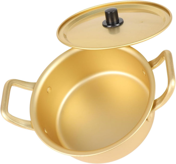 Koreanischer Ramen Topf 16cm, Aluminium, Deckel, Gelb | Nudeltopf für Ramen, Suppen, Eintöpfe, schne