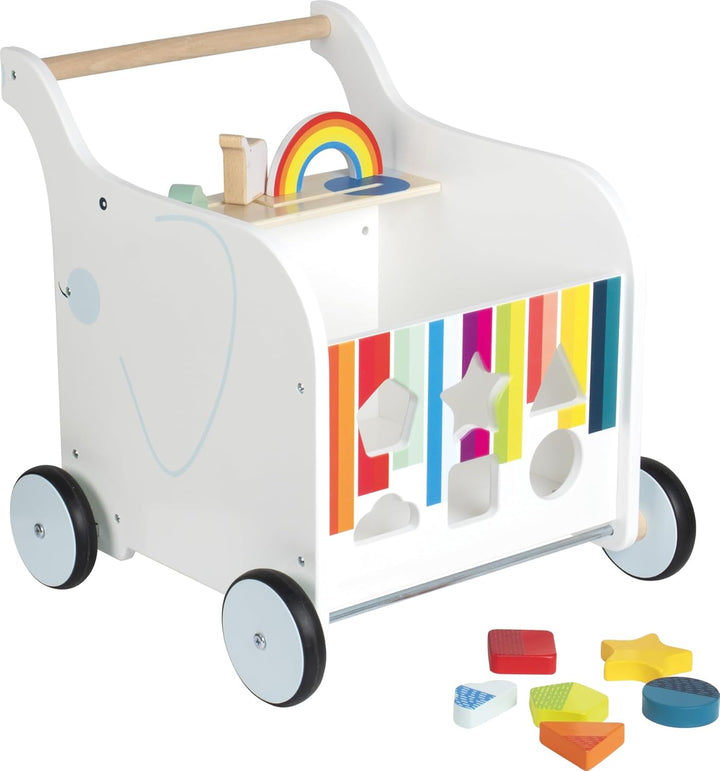 small foot Lauflernwagen Spielzeugbox Elefant aus Holz, mit Bremse und gummierten Rädern, für Kinder
