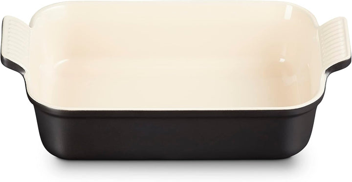 Le Creuset Rechteckige Auflaufform Tradition aus Steinzeug, 26 cm, 2.4 Liter, Schwarz glänzend, 7110