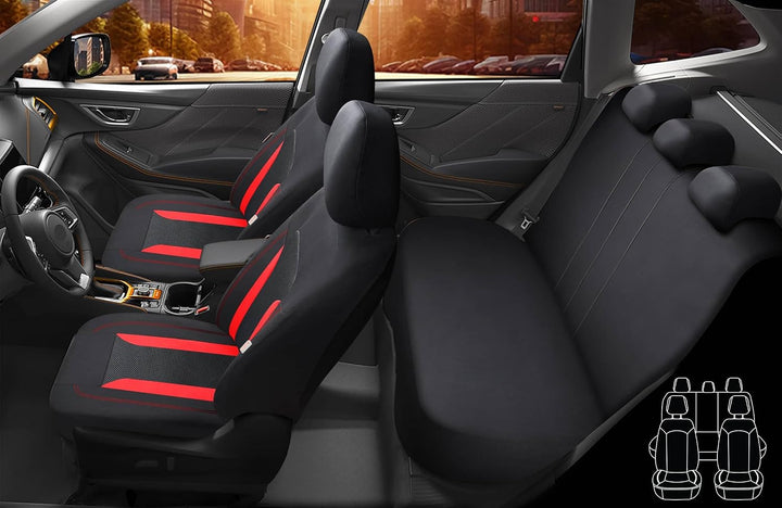 Schonbezüge-Komplettset für Opel Corsa F Bj ab 2019 in Schwarz/Rot FT3