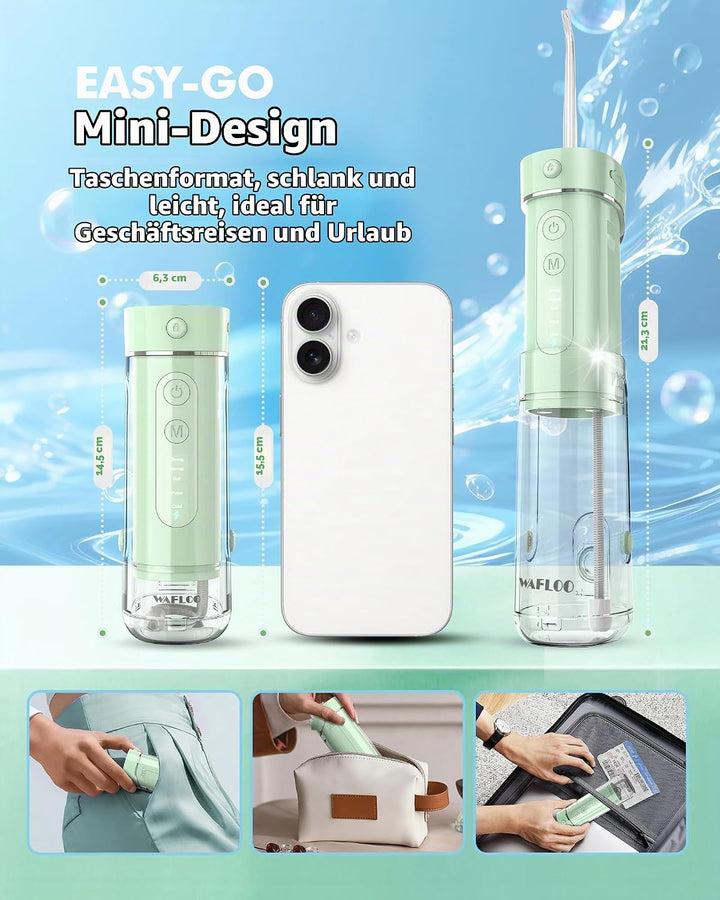 Reise Munddusche Kabellos Tragbarer: Wasserflosser Ultra Kompakt, Oral Irrigator mit 180ML Wassertan