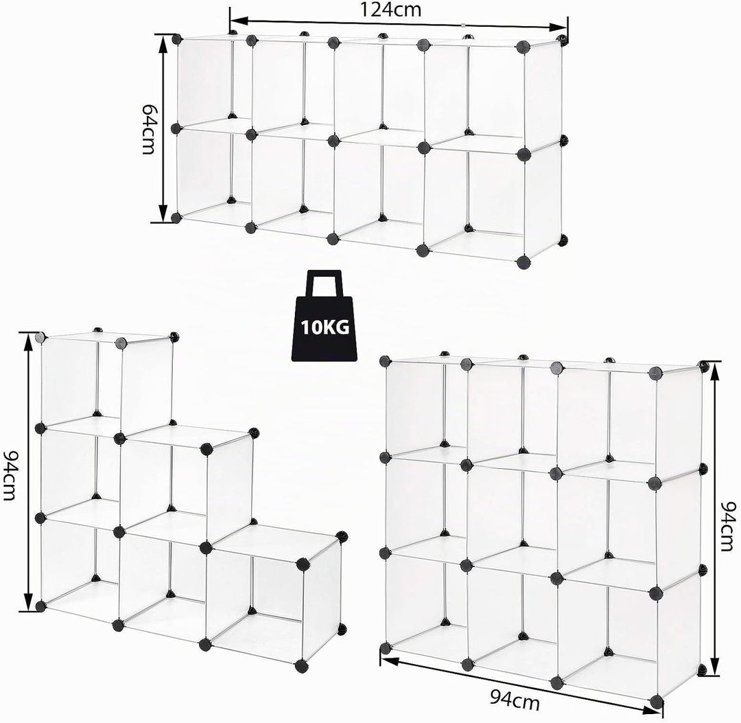 dibea Steckregal aus Kunststoff Schuhregal Aufbewahrungsregal modulares System, mit 9 Fächern á 30x3