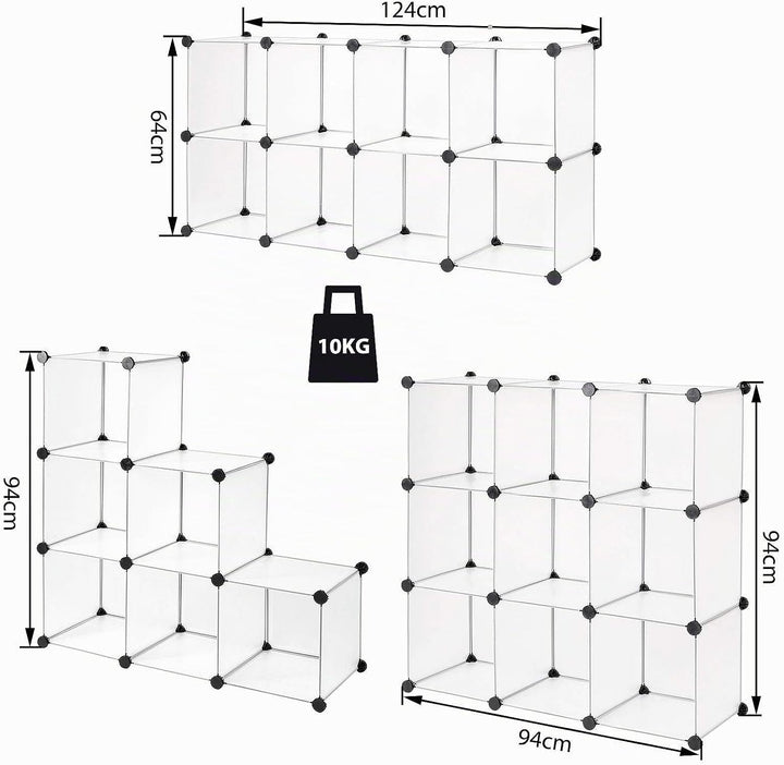 dibea Steckregal aus Kunststoff Schuhregal Aufbewahrungsregal modulares System, mit 9 Fächern á 30x3