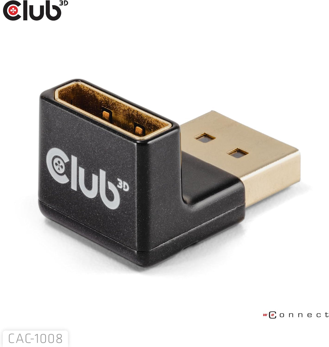 Club3D CAC-1008 DisplayPort Stecker auf DisplayPort 1.4 Buchse 90 Grad abgewinkelter Adapter 4K120Hz